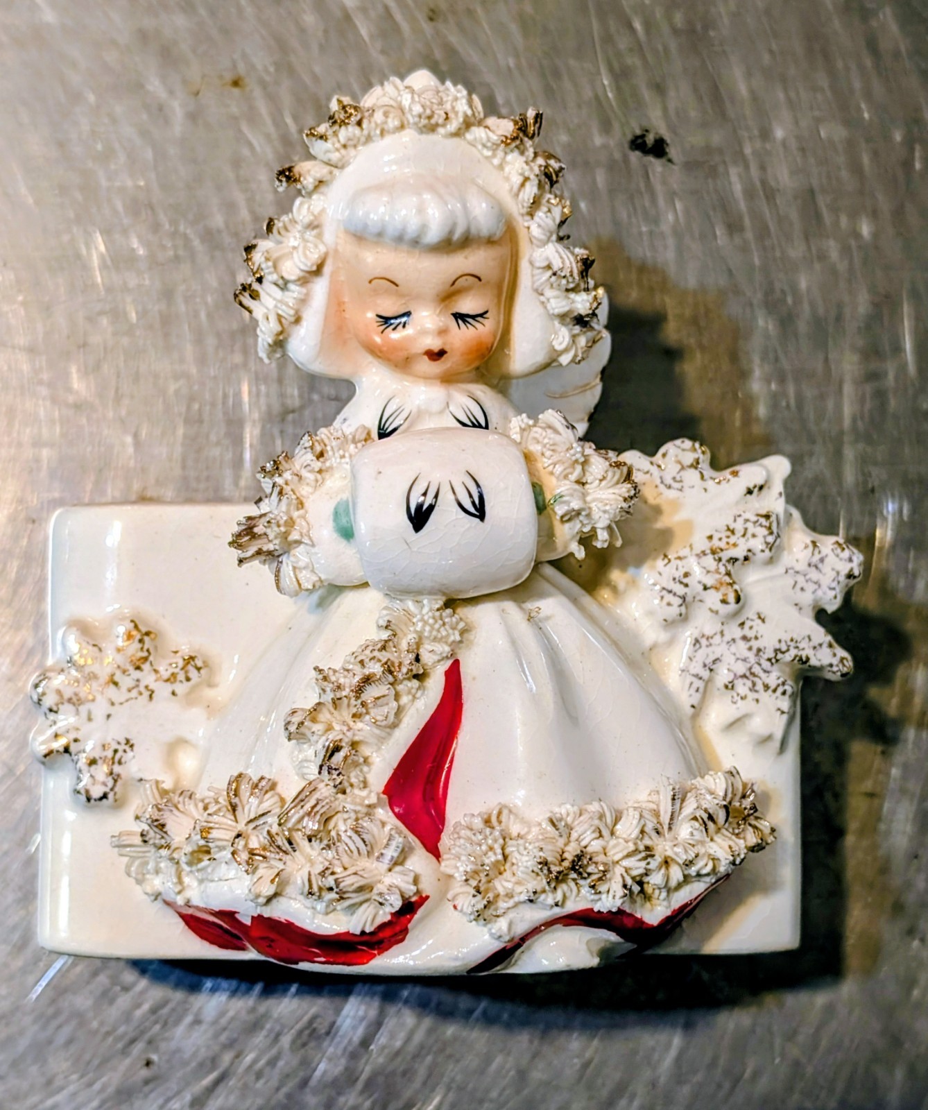 Vintage 1950's Holt Howard Angel Girl Snowflake Planter Christmas Winter Signed Vintage 1950's Holt Howard Angel Girl Snowflake Planter Christmas Winter Signed