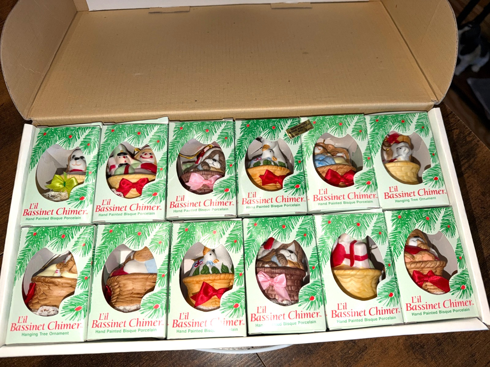 VTG 1970's JASCO 12 Piece Set Lil' Bassinet Chimers Porcelain Ornament Bells Ex. VTG 1970's JASCO 12 Piece Set Lil' Bassinet Chimers Porcelain Ornament Bells Ex.