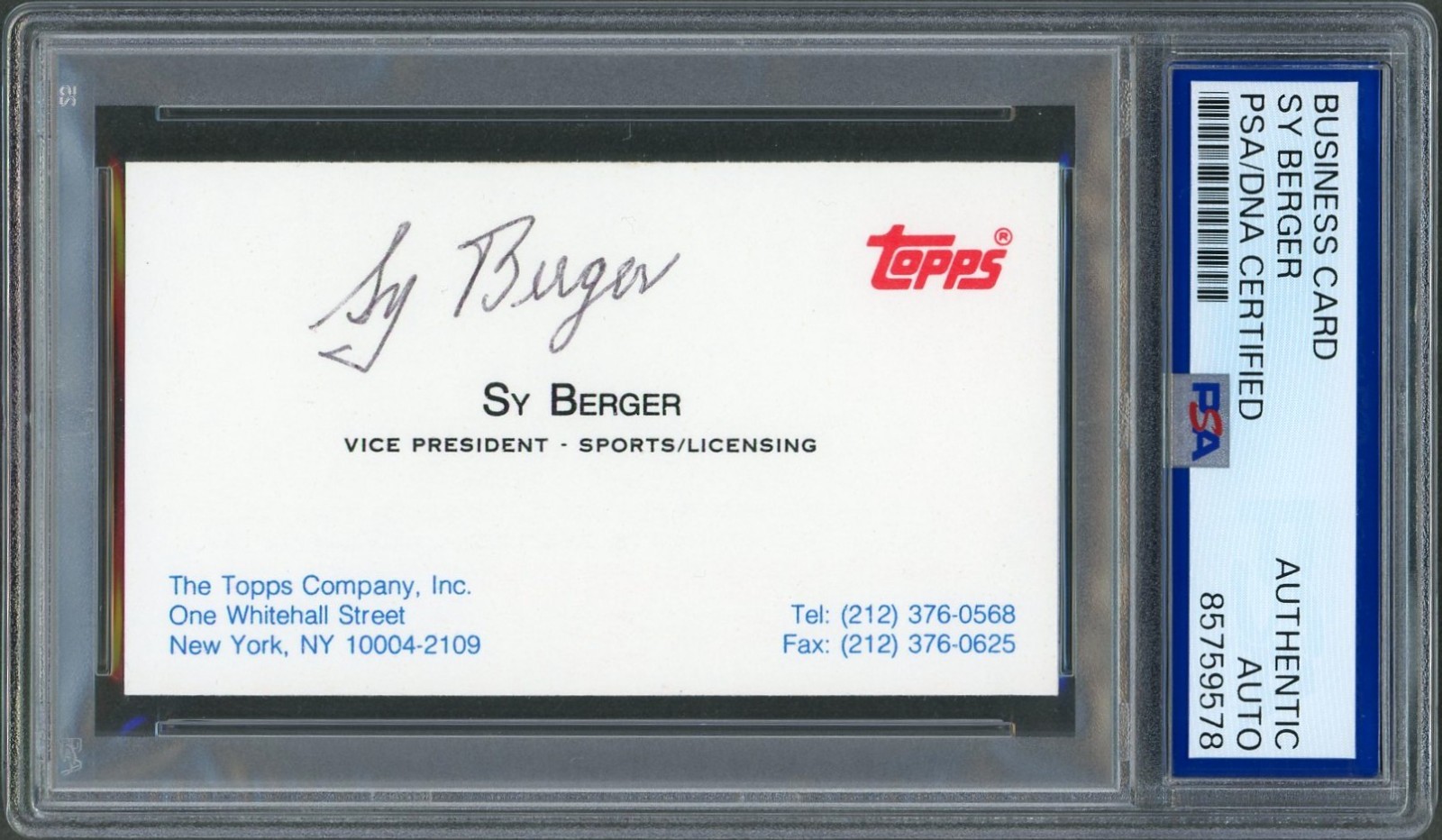Sy Berger SIGNED Business Card 1952 Topps Designer Baseball PSA DNA Slabbed WOW Sy Berger SIGNED Business Card 1952 Topps Designer Baseball PSA DNA Slabbed WOW