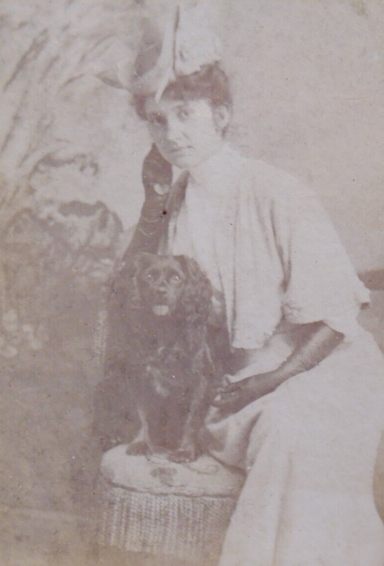 Antique 1906 ID\'d Photograph - Adelle Selfridge Girl w/ Dog - James Simkins NJ