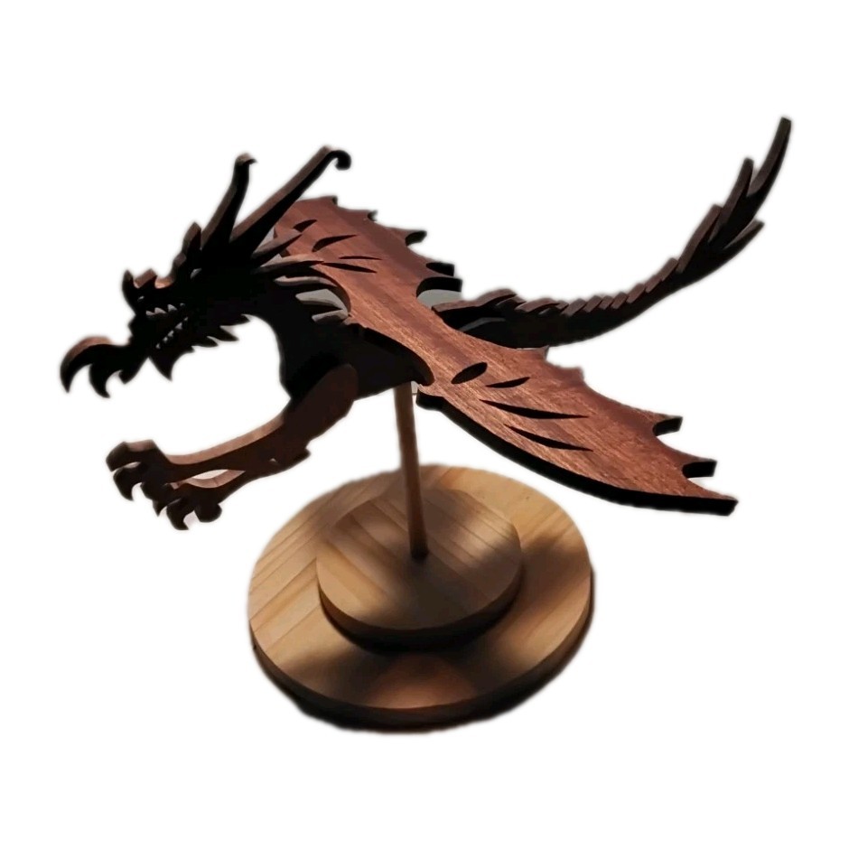 Winged Dragon Sculpture – Pine & Sapele Wood, Polyurethane Finish Winged Dragon Sculpture – Pine & Sapele Wood, Polyurethane Finish