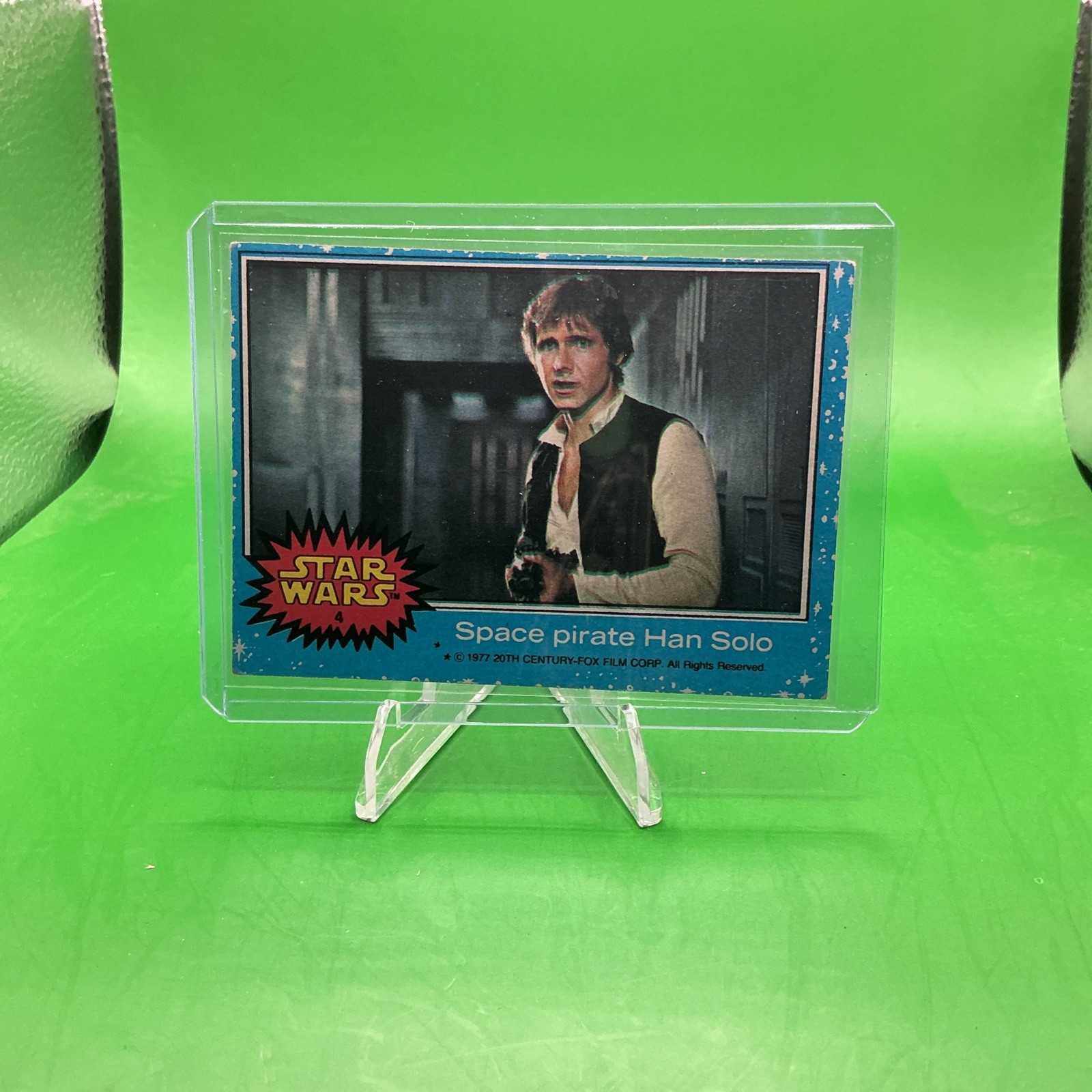 1977 Topps Star Wars #4 ~ Space Pirate HAN SOLO ~ Harrison Ford. Blue Series 1977 Topps Star Wars #4 ~ Space Pirate HAN SOLO ~ Harrison Ford. Blue Series