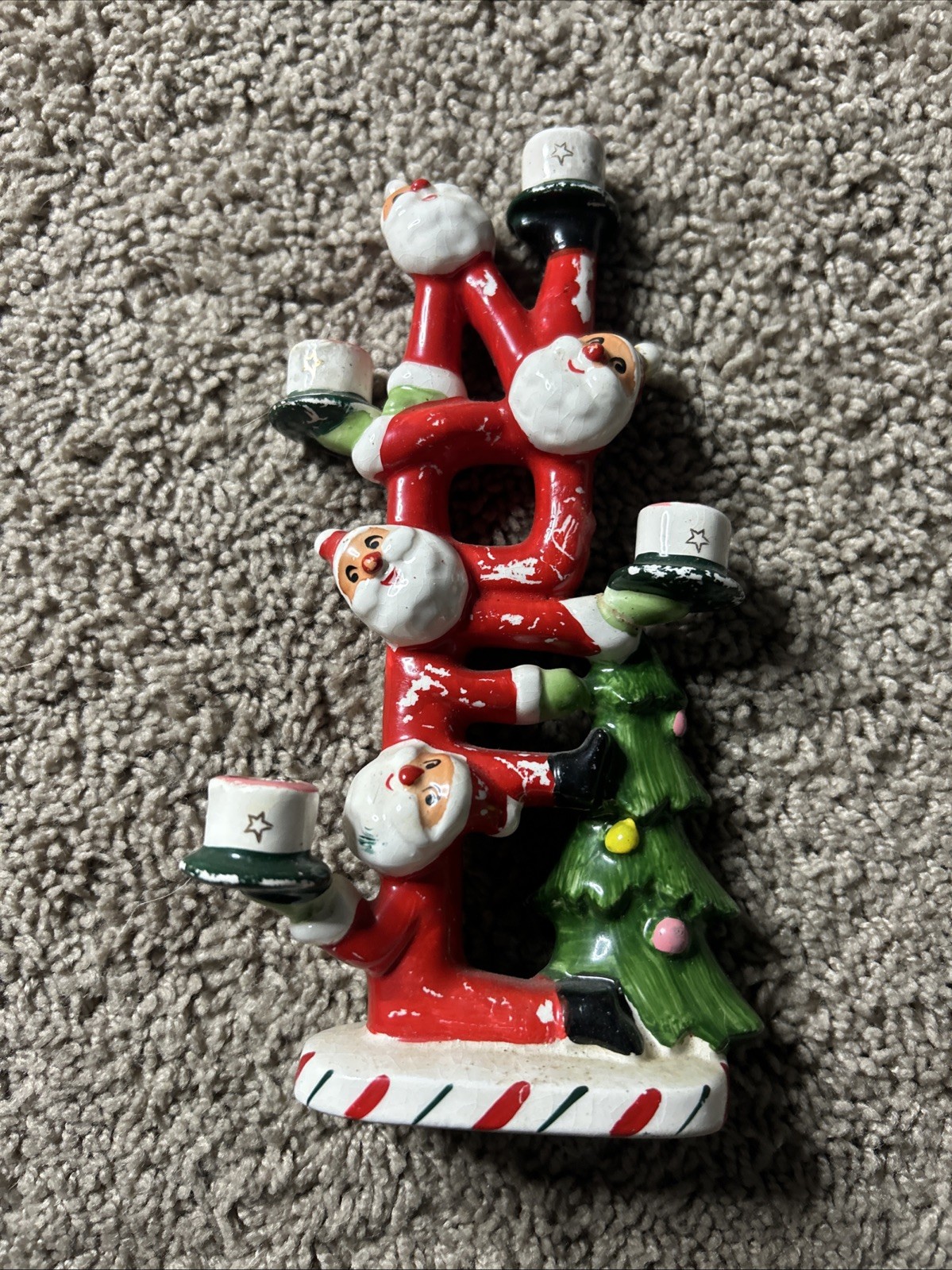 Vintage Napco Christmas Santa NOEL Candle Holder Japan Vintage Napco Christmas Santa NOEL Candle Holder Japan