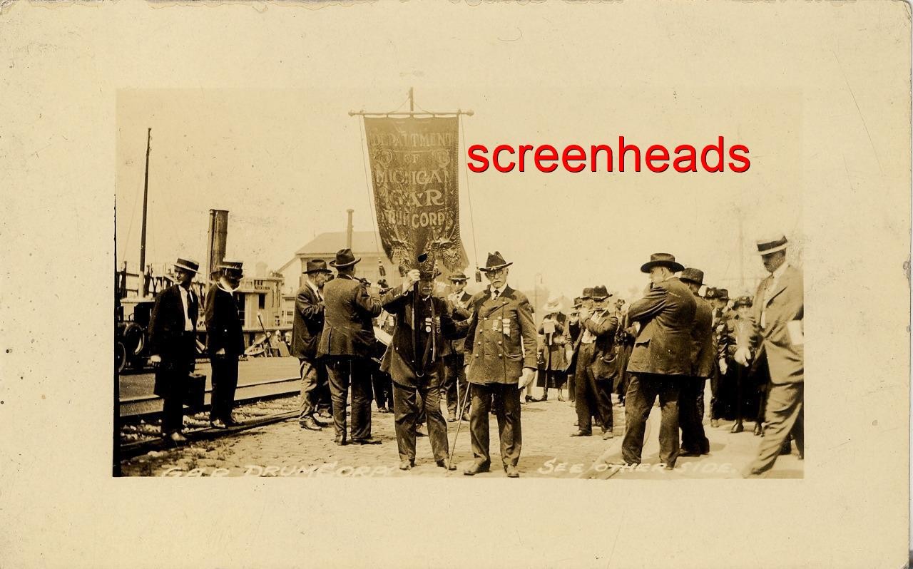 1924 RPPC PHOTO "CIVIL WAR VETERAN'S GAR MICHIGAN DRUM CORPS" VG Boston Mass. 1924 RPPC PHOTO "CIVIL WAR VETERAN'S GAR MICHIGAN DRUM CORPS" VG Boston Mass.