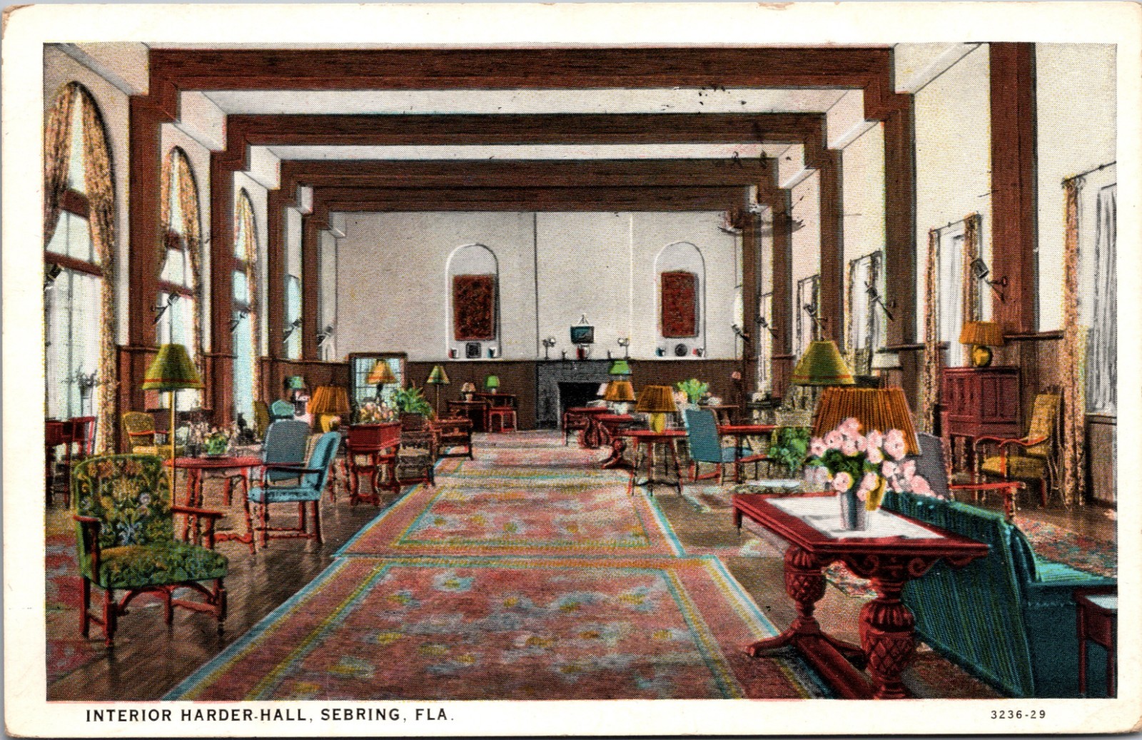 Interior Harder Hall Sebring Florida Postcard