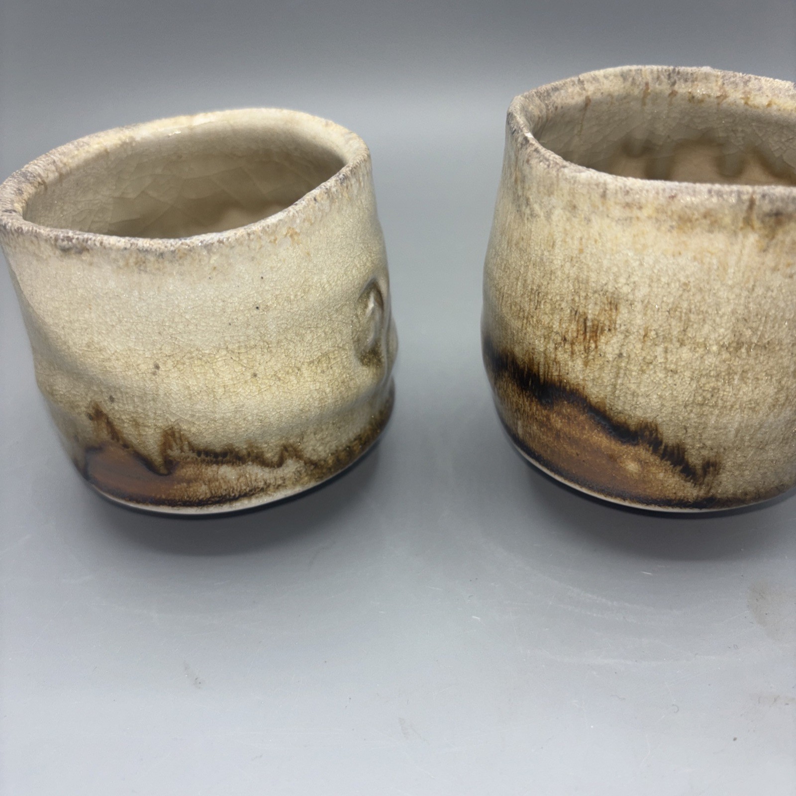 Hagi yaki ware Yunomi Japanese pottery tea cup set of 2 Murasaki Shino Glaze Hagi yaki ware Yunomi Japanese pottery tea cup set of 2 Murasaki Shino Glaze