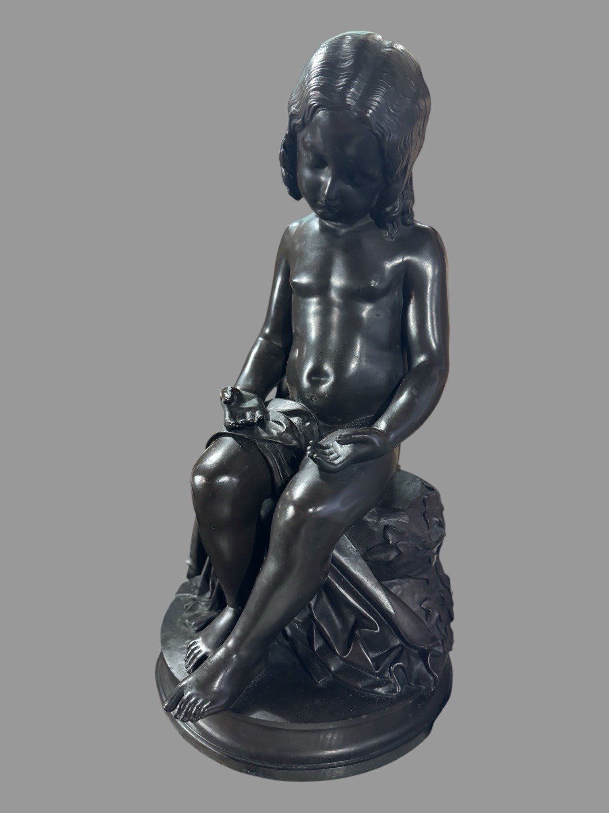 Antique Victorian 14" Figural Bronze Statue Sculpture Signed L.V.E. Robert 1847