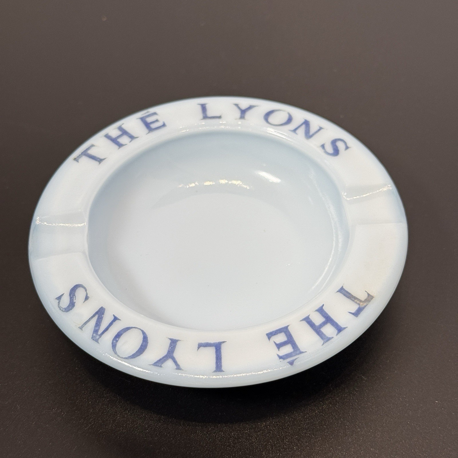Vintage The Lyons France Bar Ashtray – Magnier France Blue White Milk Glass Vintage The Lyons France Bar Ashtray – Magnier France Blue White Milk Glass