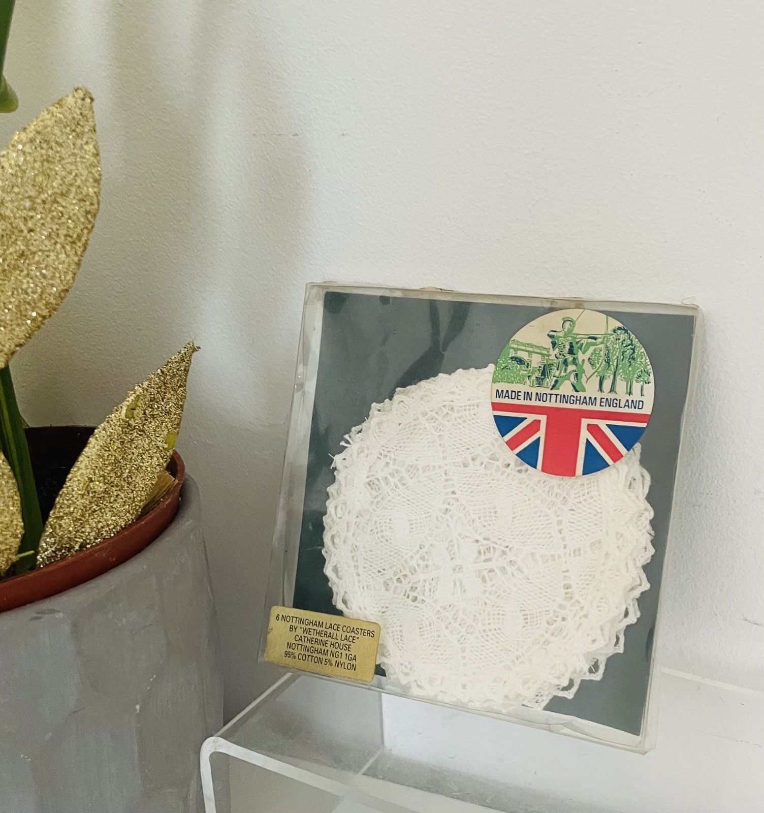 Vintage Cottage 6 Lace Coasters Doilies Nottingham Wetherall Made in England 4” Vintage Cottage 6 Lace Coasters Doilies Nottingham Wetherall Made in England 4”