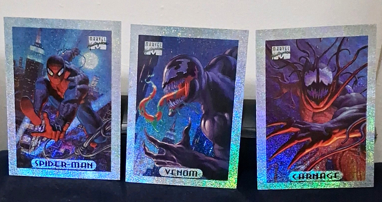 1990 SkyBox Marvel '90 Hologram P07/10-P09/10 Spider-Man Venom Carnage 3 Lot 1990 SkyBox Marvel '90 Hologram P07/10-P09/10 Spider-Man Venom Carnage 3 Lot