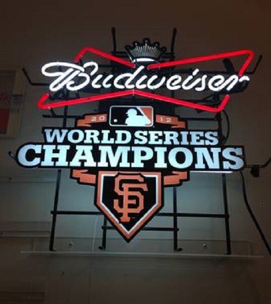 San Francisco Giants 2012 Champions Beer Neon Light Sign Lamp Bar Open 24"x20"