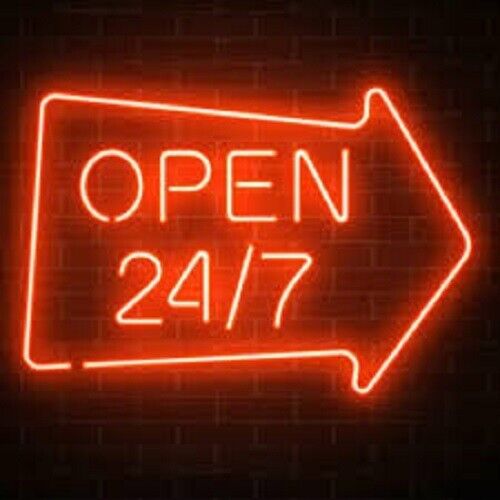 New Open 24 7 Arrow Neon Light Sign 24\