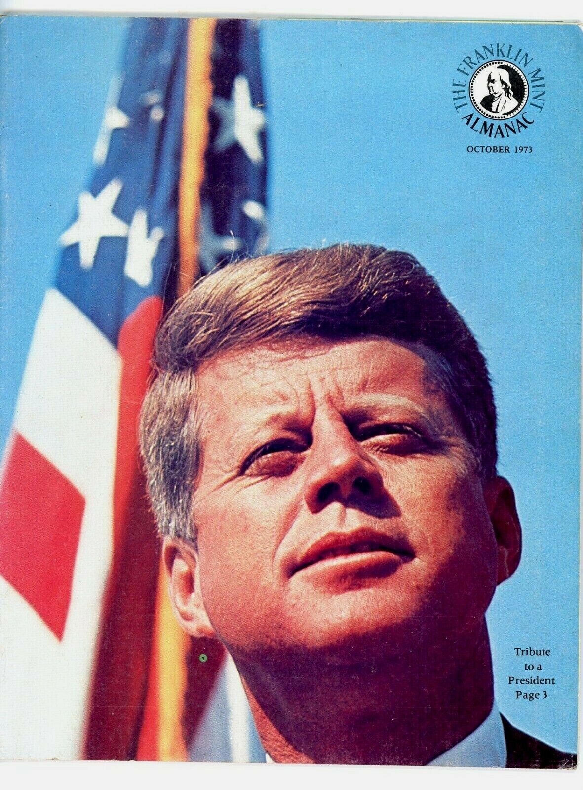 1973 John Kennedy The Franklin Mint Almanac Tribute Magazine Illustrated 