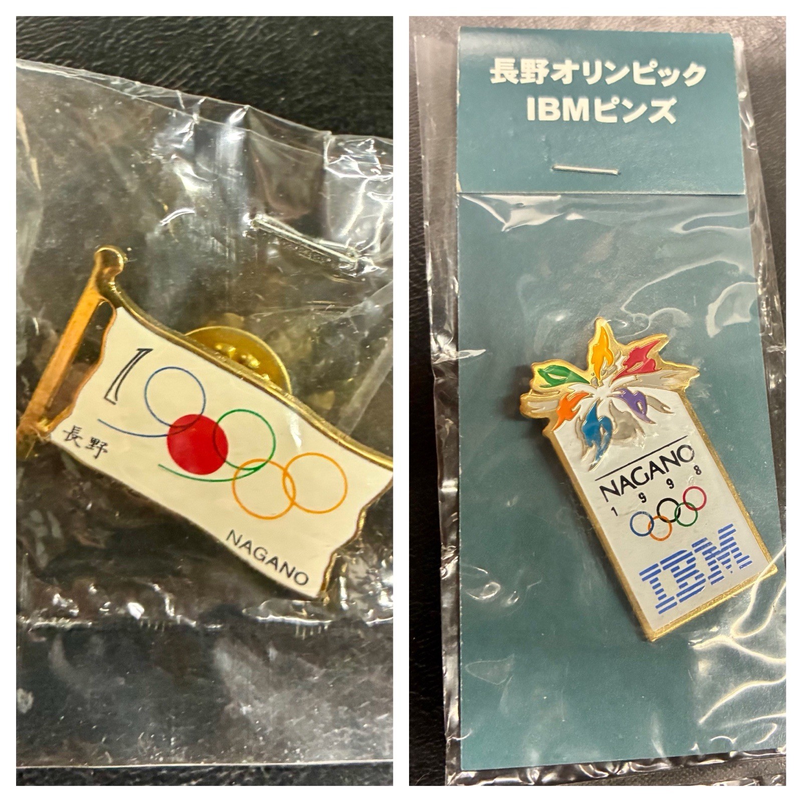NEW (2) 1998 Nagano Japan Olympic Pins IBM Japanese Text NEW (2) 1998 Nagano Japan Olympic Pins IBM Japanese Text