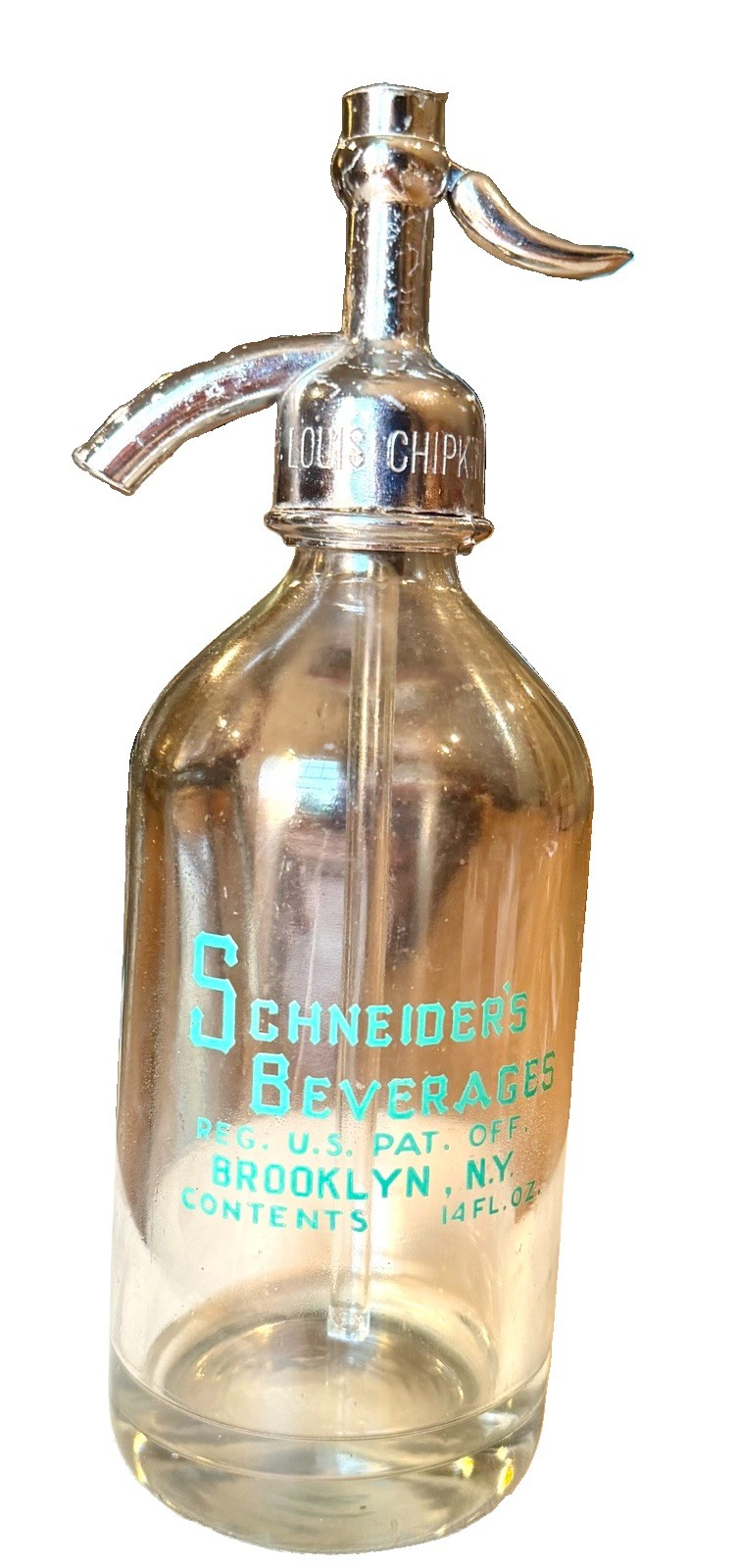 Vintage Schneider’s Beverages Brooklyn NY Seltzer Siphon Bottle Louis Chipkin Vintage Schneider’s Beverages Brooklyn NY Seltzer Siphon Bottle Louis Chipkin
