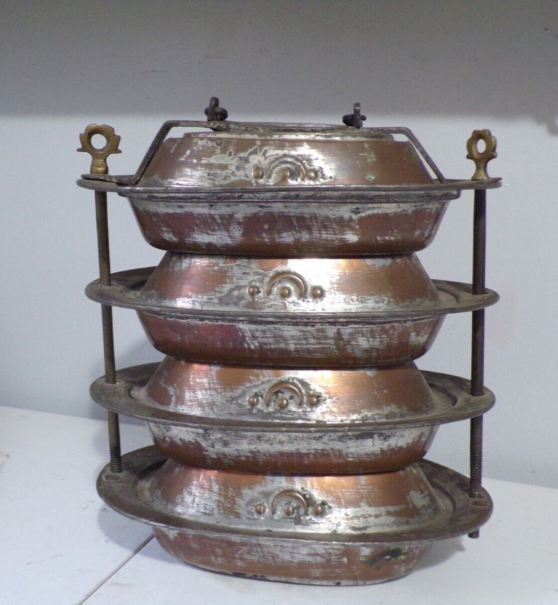 RARE Vintage Italian Lunch Box Copper Plated Metal Unique