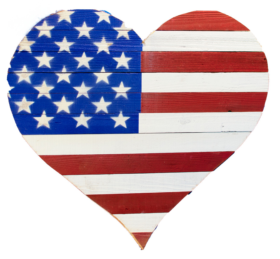 24'' American Flag Valentine's Day Heart Hanging Decoration Wedding USA Foldable