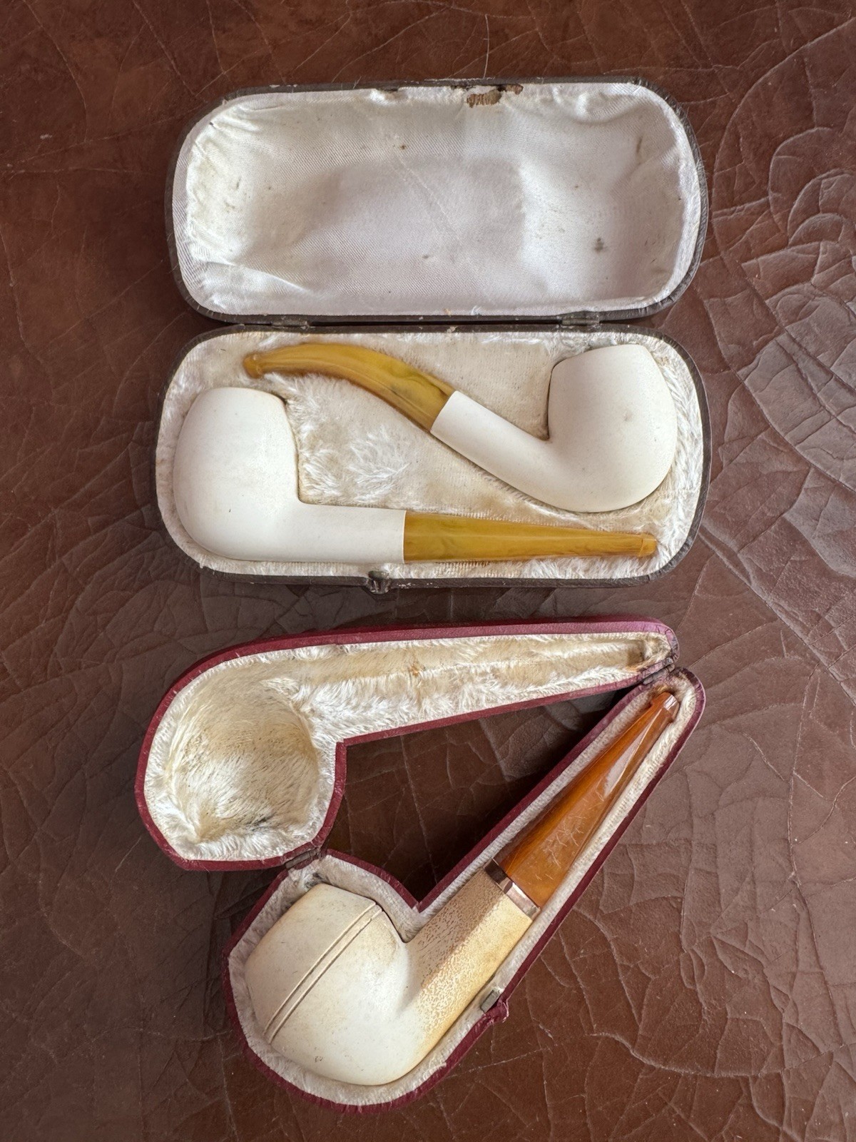 Vintage Cased Meerschaum Pipe Lot X3 Made In Austria Vintage Cased Meerschaum Pipe Lot X3 Made In Austria