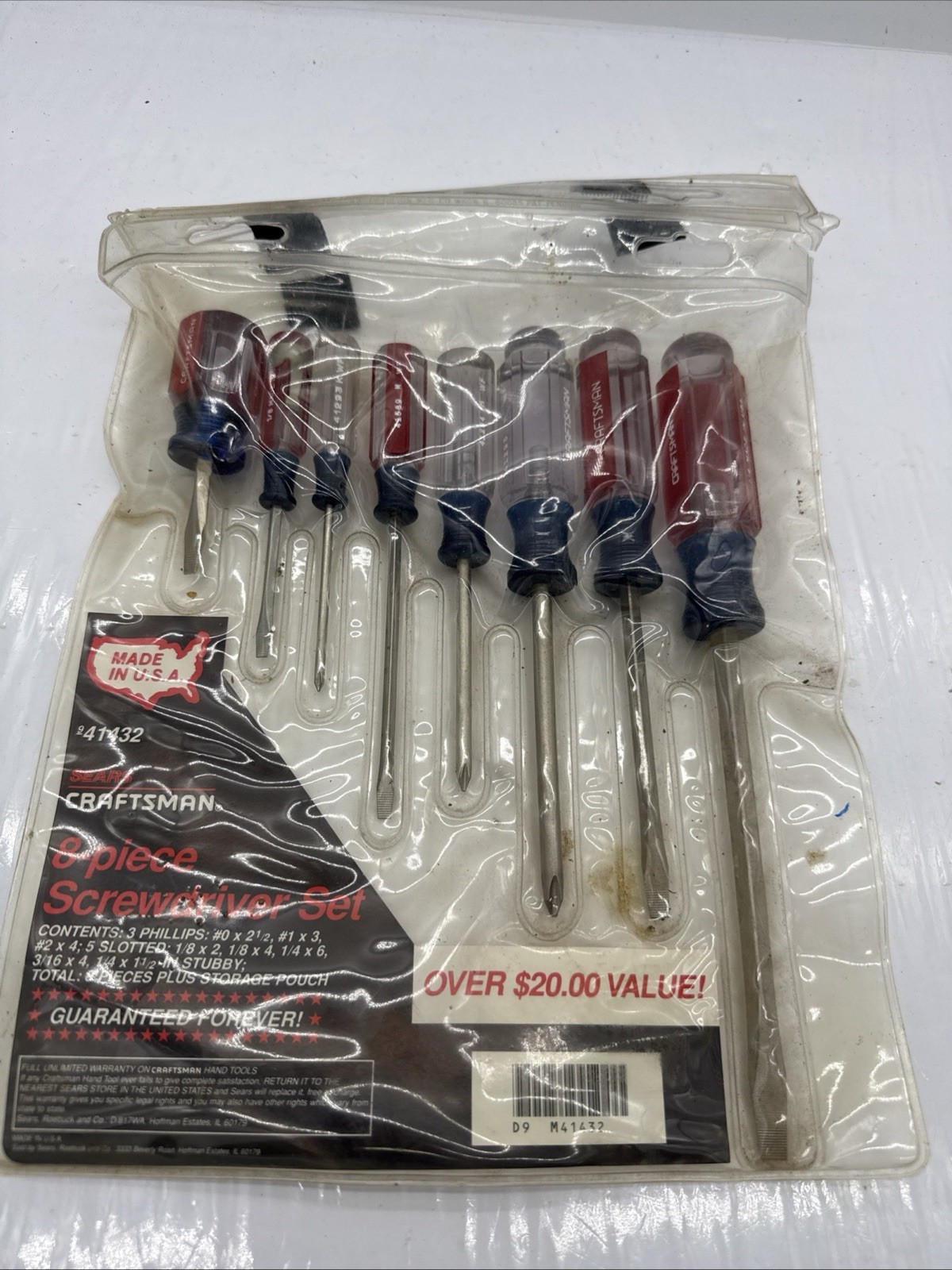 (J) VINTAGE NOS CRAFTSMAN 41432 8pc SCREWDRIVER SET - MINT - MADE IN USA (J) VINTAGE NOS CRAFTSMAN 41432 8pc SCREWDRIVER SET - MINT - MADE IN USA