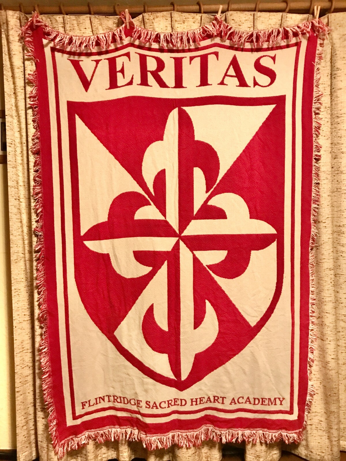 Flintridge Sacred Heart Academy VERITAS School Tapestry - USA Made - 68"x46" Flintridge Sacred Heart Academy VERITAS School Tapestry - USA Made - 68"x46"