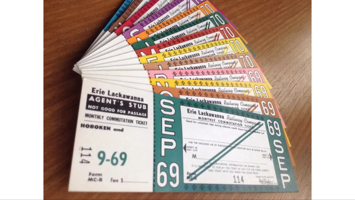 SET OF 13 ERIE LACKAWANNA MONTHLY RAILROAD TICKETS FROM 1969 & 1970  RARE