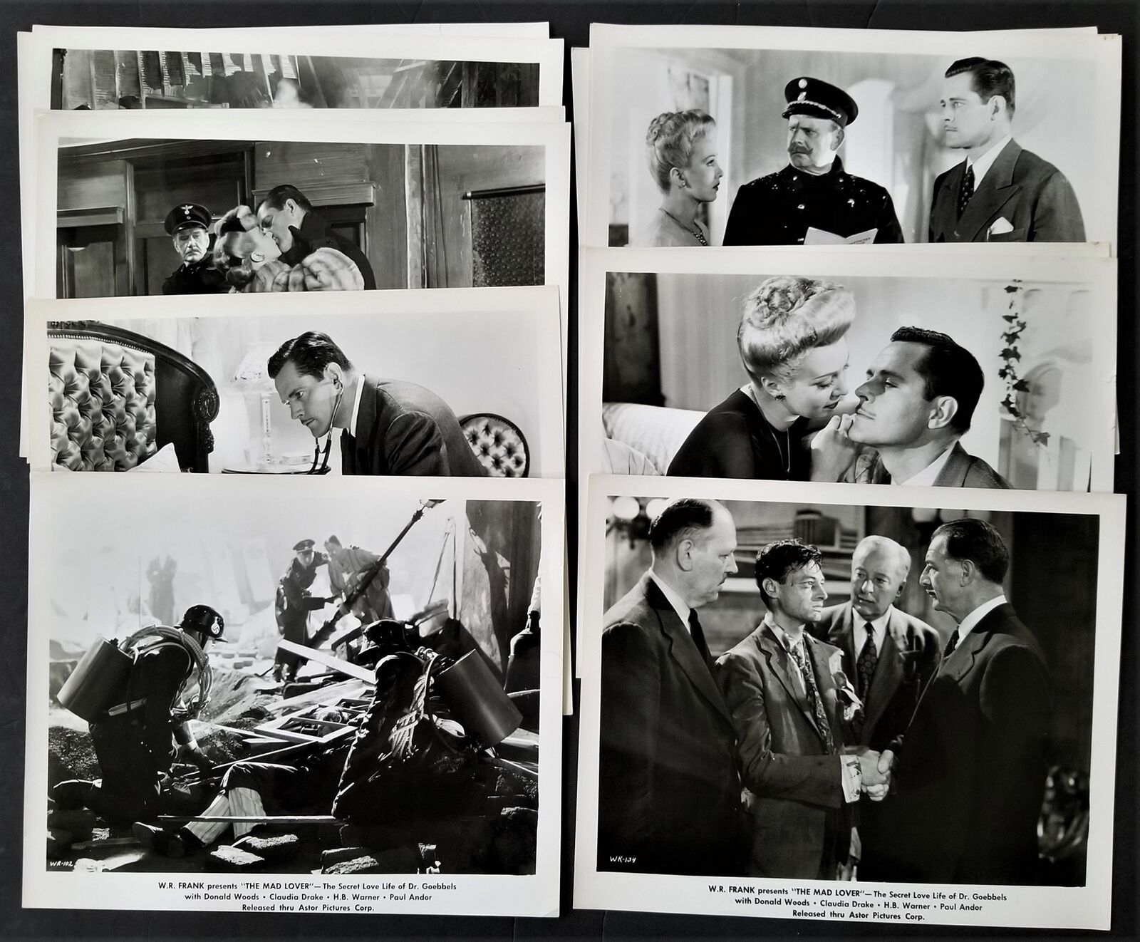 LOT 1940s vintage 12pc THE MAD LOVER movie PHOTOGRAPHS claudia drake paul andor