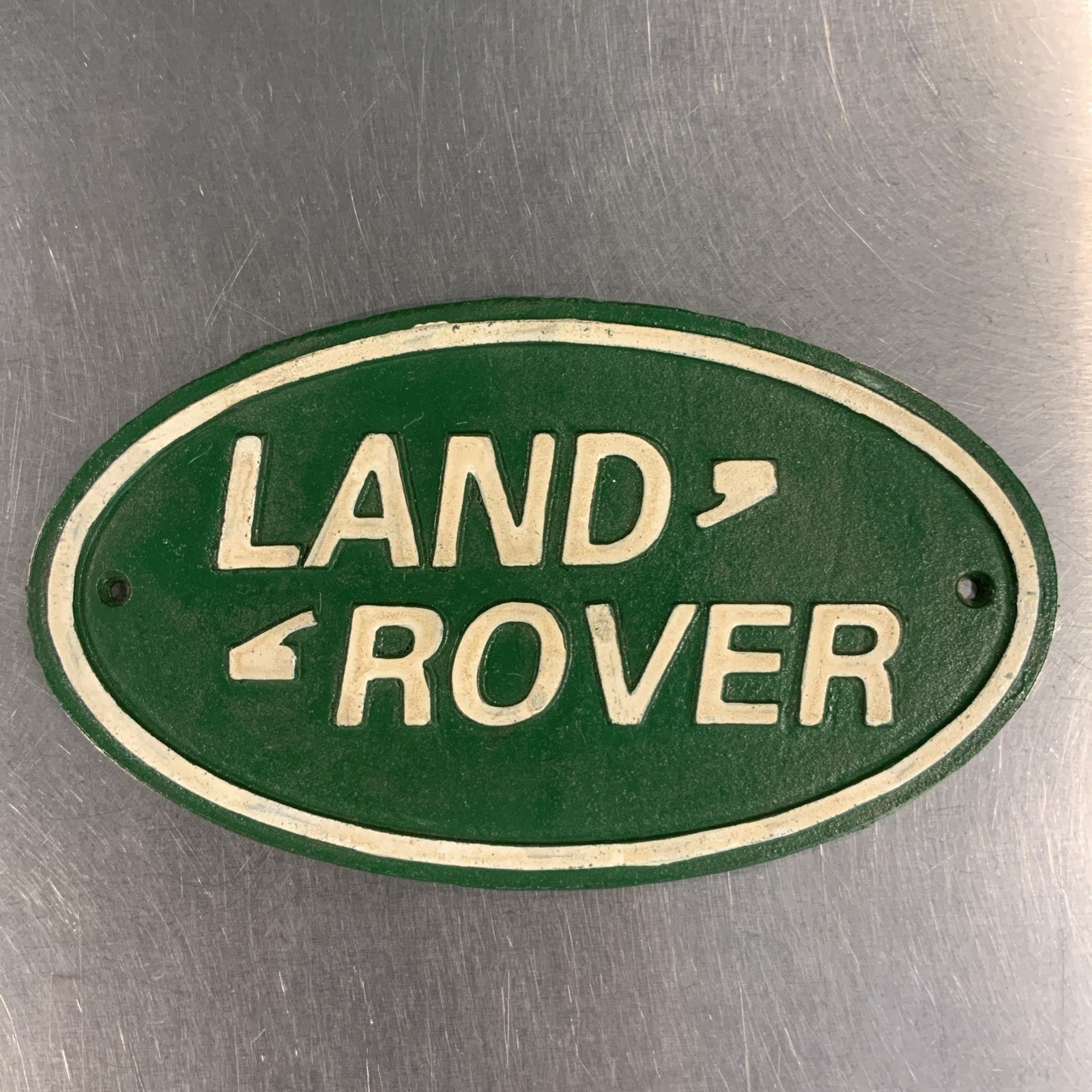 Vintage Land Rover Logo Cast Iron Sign 10.5x6in Heavy 1947 London Vintage Land Rover Logo Cast Iron Sign 10.5x6in Heavy 1947 London