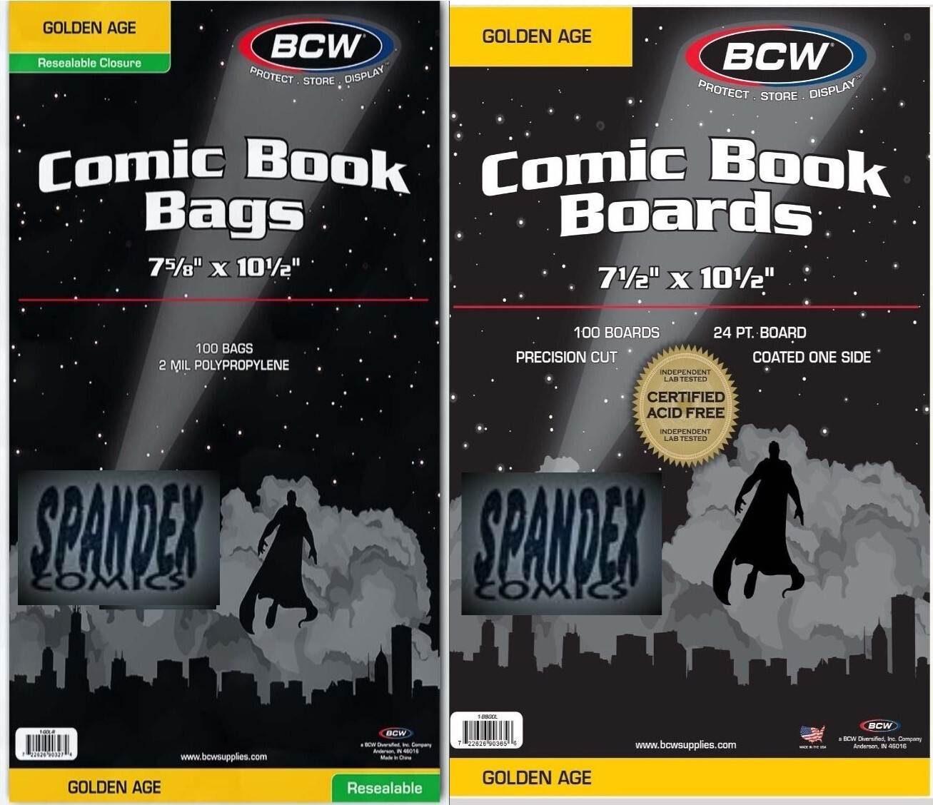 200 BCW Golden 2-Mil Poly Acid Free Resealable Comic Bags & Backing Boards 200 BCW Golden 2-Mil Poly Acid Free Resealable Comic Bags & Backing Boards