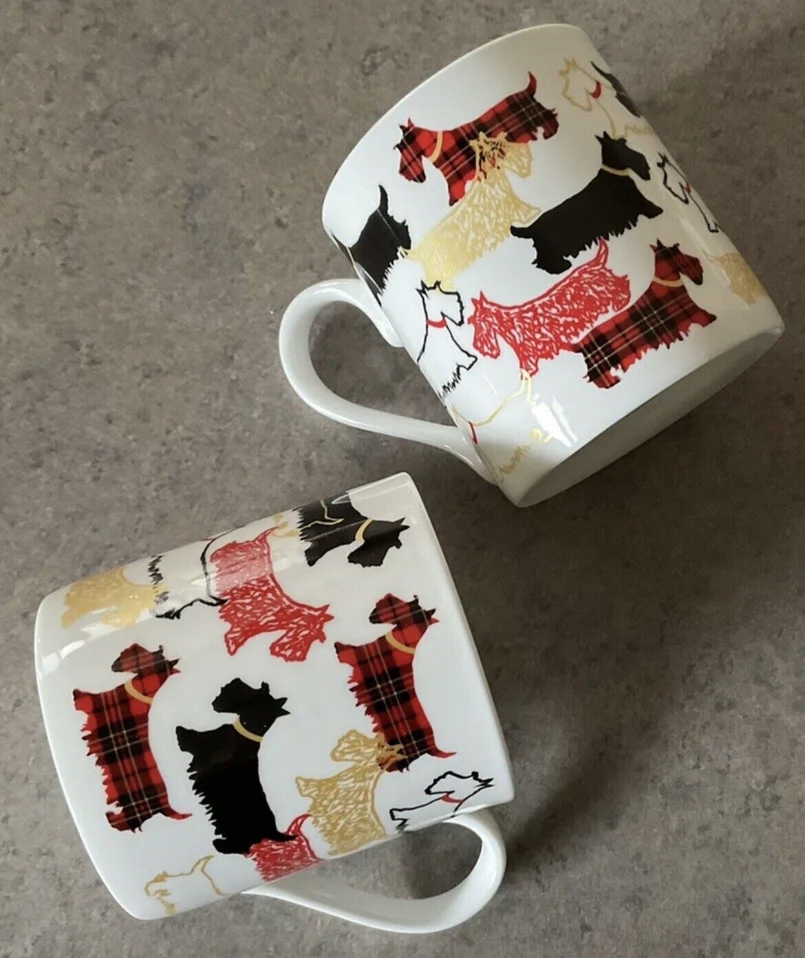 NWT MILLY GREEN :: Set Of 2 SCOTTIE TERRIER DOG HANDLED 3 1/2” MUGS ENGLAND