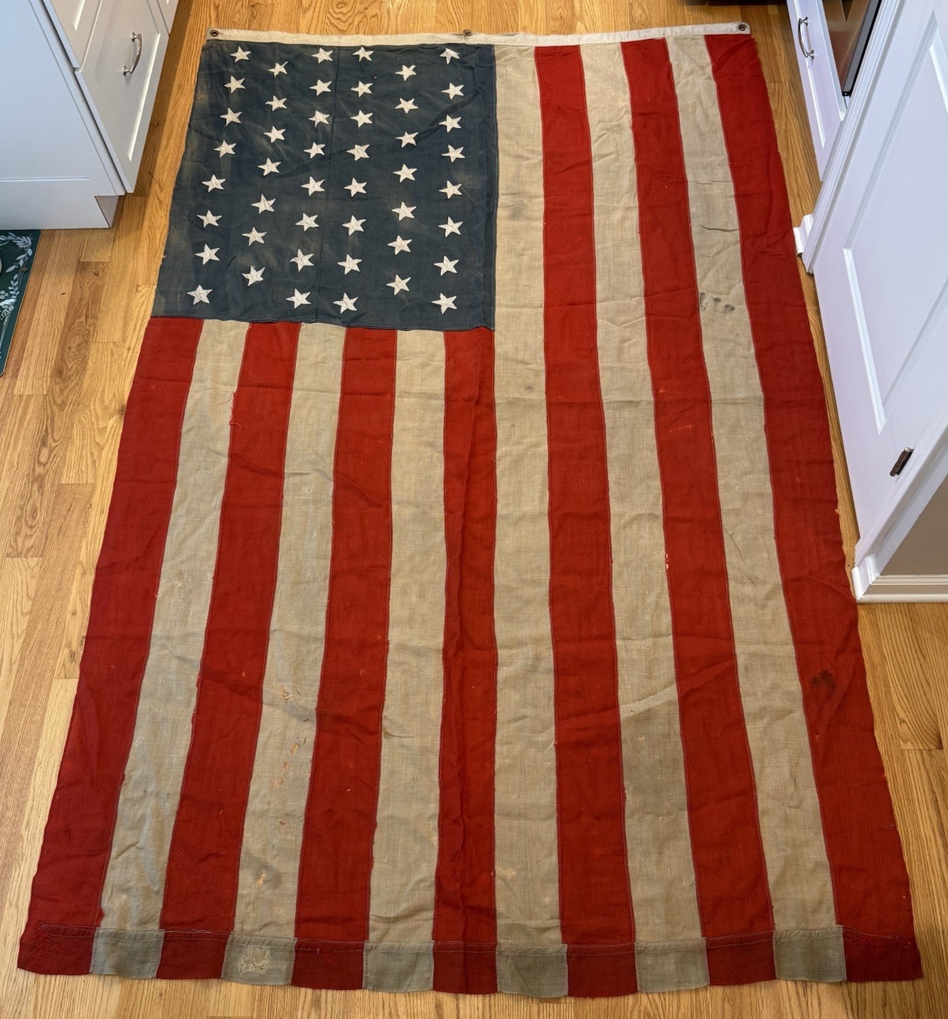 Antique 46 Star American Flag 103x62 Sewn Oklahoma Statehood 1908-1912 USA Antique 46 Star American Flag 103x62 Sewn Oklahoma Statehood 1908-1912 USA