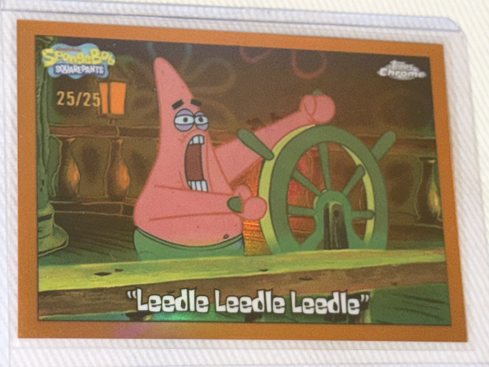 2025 Topps Chrome SpongeBob Sapphire “Leedle Leedle Leedle” Orange /25 Bookend 2025 Topps Chrome SpongeBob Sapphire “Leedle Leedle Leedle” Orange /25 Bookend