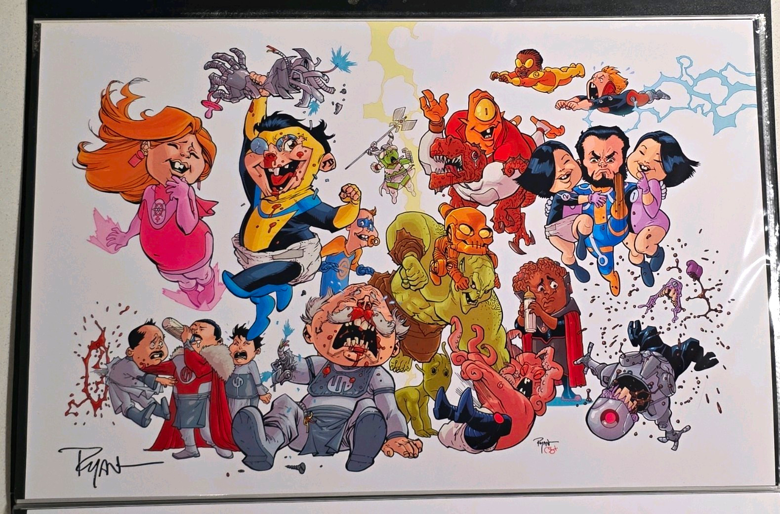Ryan Ottley Invincible Invci-babies Early Original Art Print 2010's Ryan Ottley Invincible Invci-babies Early Original Art Print 2010's