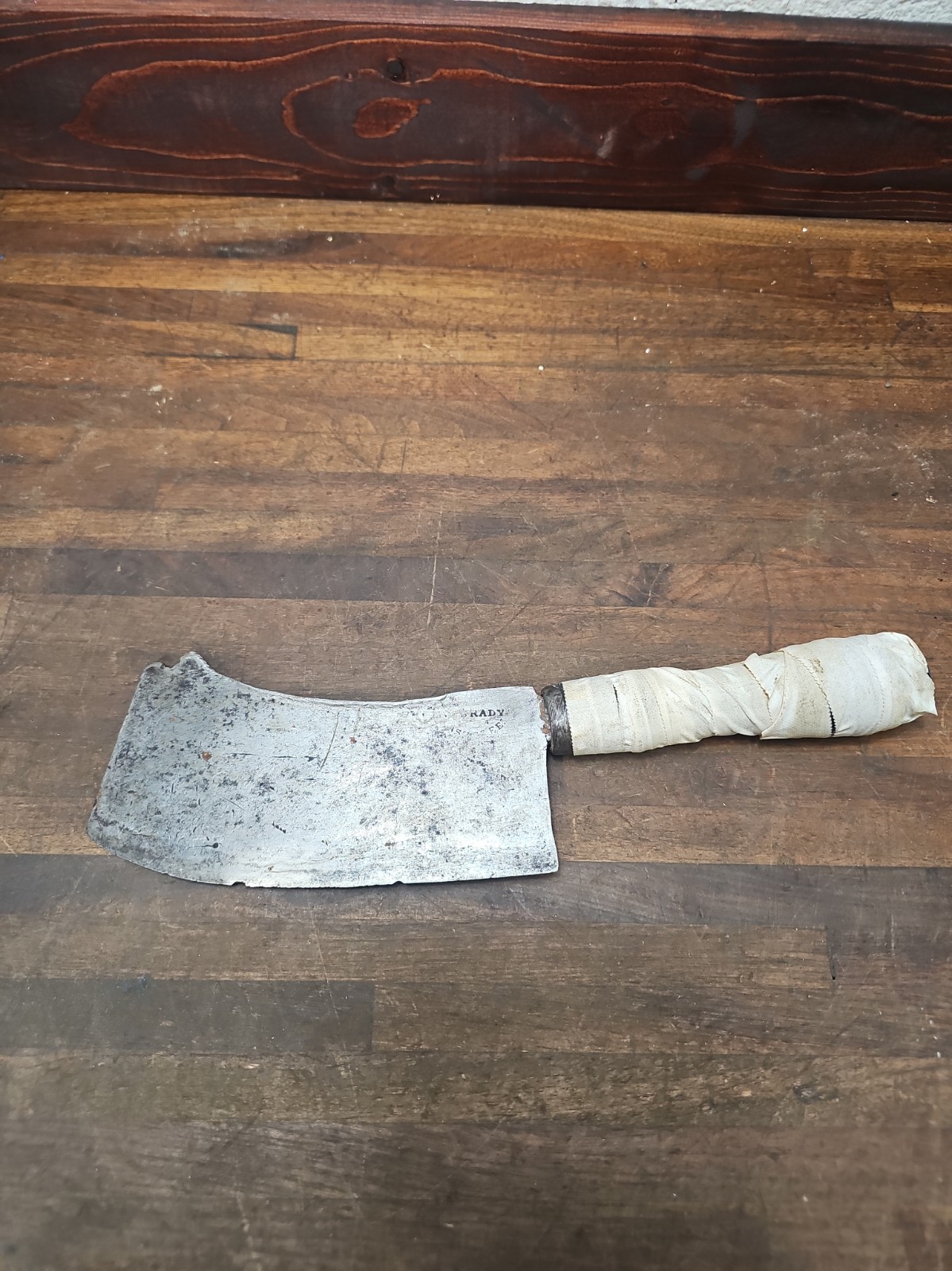 B121- small Antique BRADY Lancaster County Meat cleaver for restore 1800s
