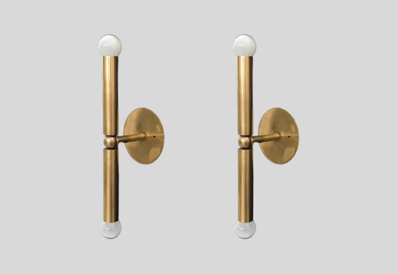 Pair Mid Century Modern Brass Wall Sconces Italian Stilnovo Cylinder Lamps Pair Mid Century Modern Brass Wall Sconces Italian Stilnovo Cylinder Lamps