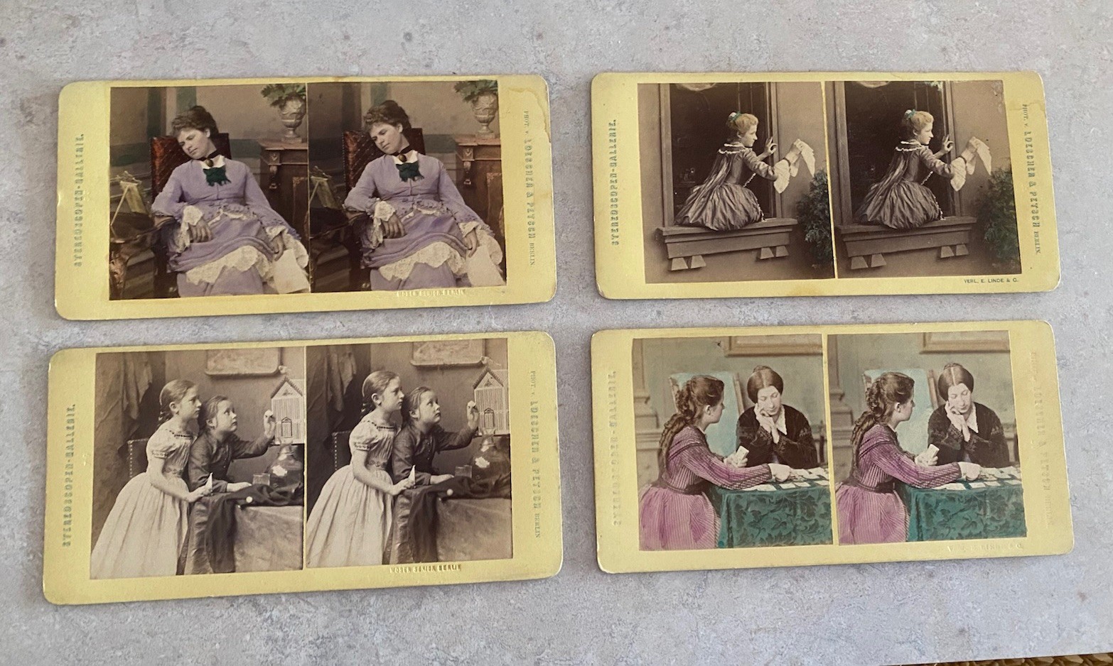 LOESCHER & PETSCH Color Tinted Gems German Life c1870 Lot of 4 Beautiful Women LOESCHER & PETSCH Color Tinted Gems German Life c1870 Lot of 4 Beautiful Women
