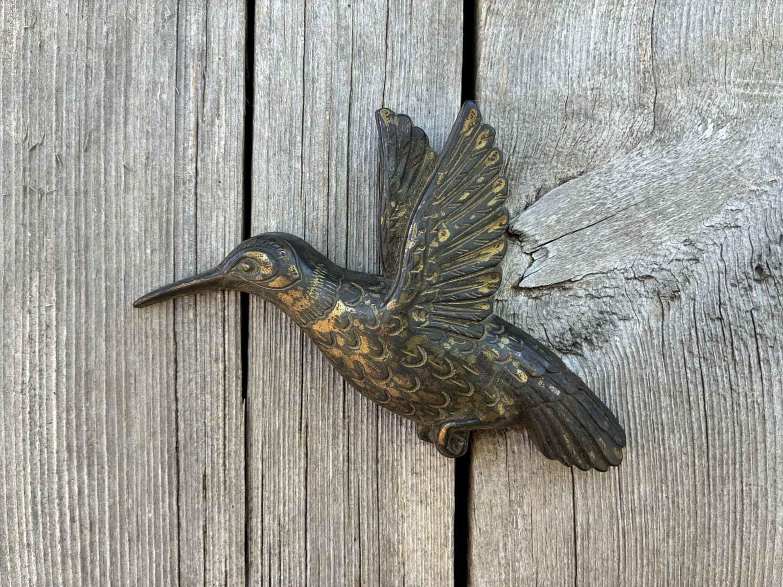 Vintage Homco Plastic Gold Hummingbird Wall Hanging