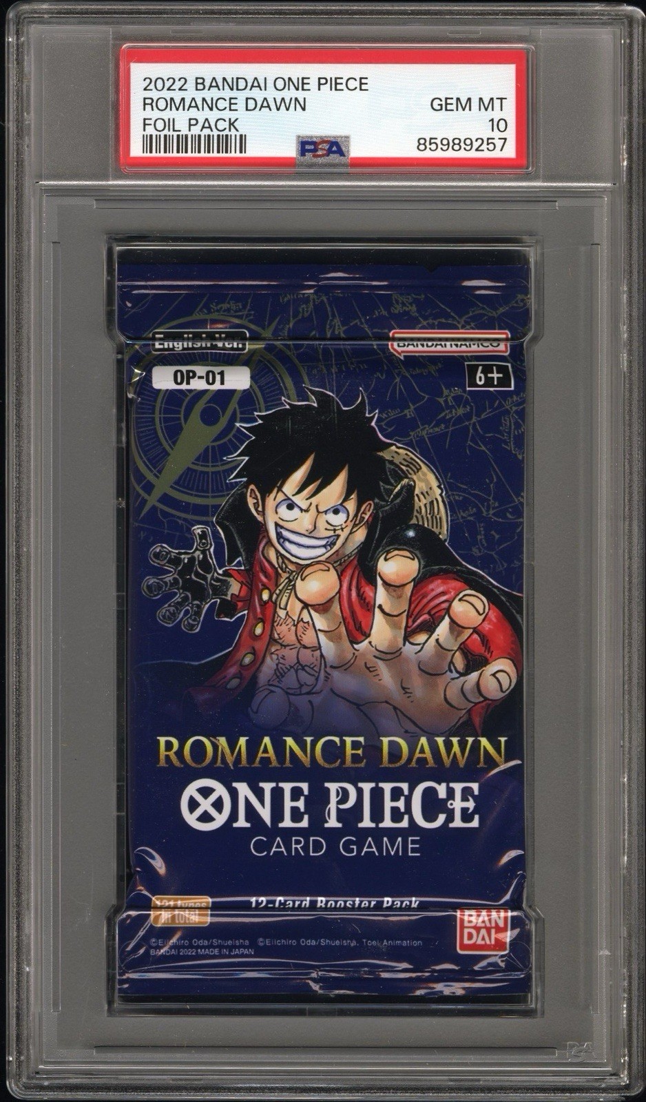 2022 ONE PIECE OP01 PSA 10 PRE-ERRATA PACK ROMANCE DAWN FROM BLUE BOTTOM BOX 2022 ONE PIECE OP01 PSA 10 PRE-ERRATA PACK ROMANCE DAWN FROM BLUE BOTTOM BOX