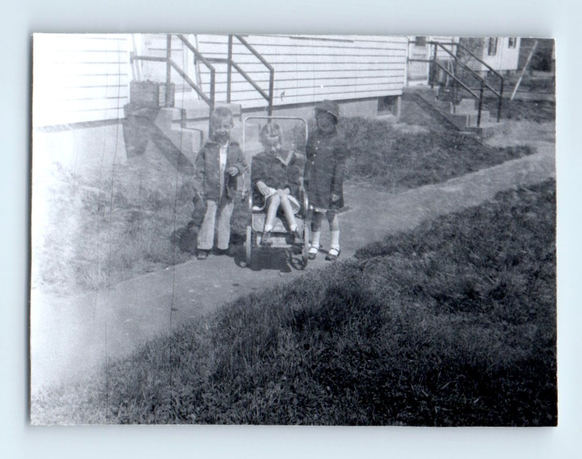 Old Vintage Photo ABSTRACT DOUBLE EXPOSURE GHOST TRIO BOY GIRLS BY HOUSE Old Vintage Photo ABSTRACT DOUBLE EXPOSURE GHOST TRIO BOY GIRLS BY HOUSE