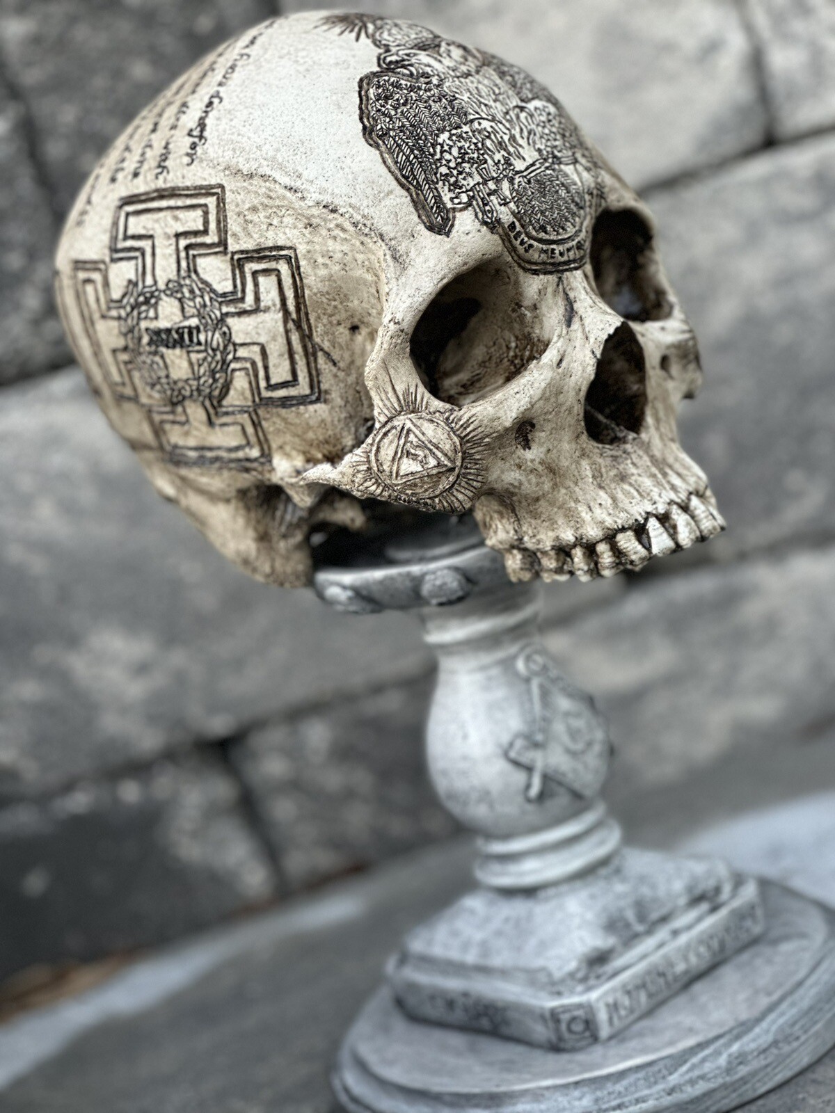 Scottish Rite SJ Carved Skull By Zane Wylie Real Human Skull RESIN REPLICA Scottish Rite SJ Carved Skull By Zane Wylie Real Human Skull RESIN REPLICA