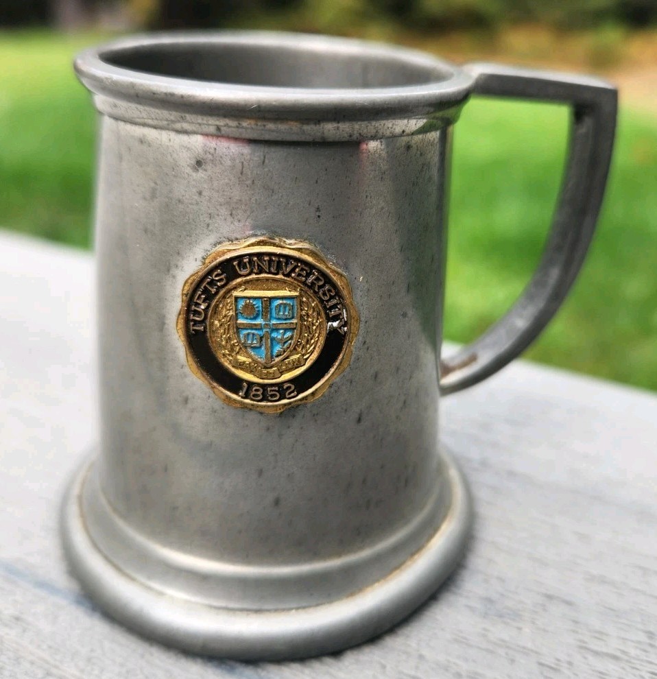 Vtg Tufts University 1852 Mini Pewter Tankard 2 1/2 Oz. England Enamel Seal Vtg Tufts University 1852 Mini Pewter Tankard 2 1/2 Oz. England Enamel Seal