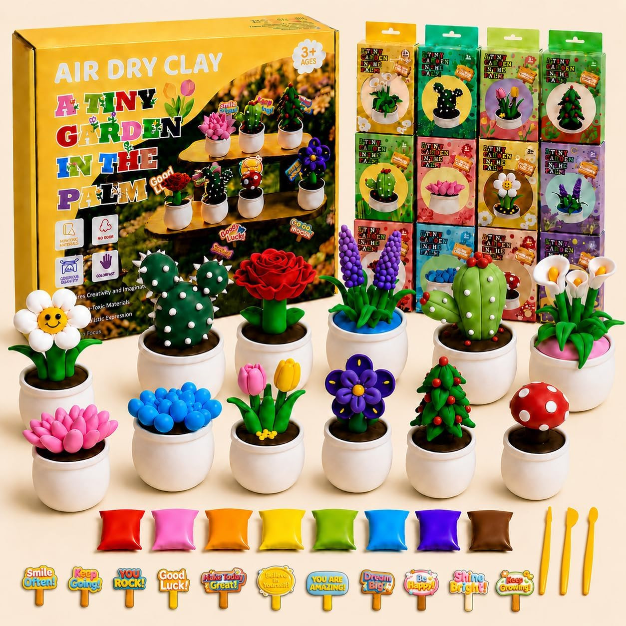 Air Dry Clay Kit for Kids, 12 Plants Modeling Magic Clay Sculpting Tools | Ultra