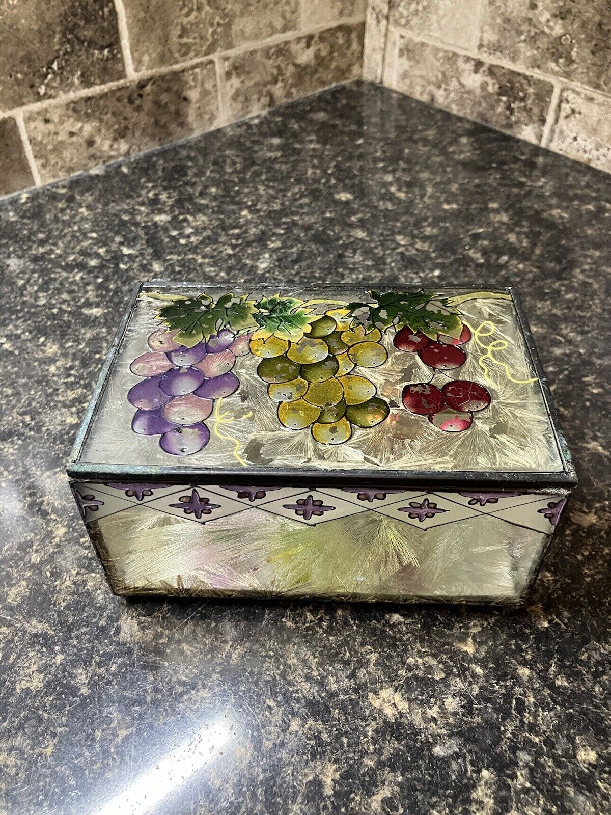 Vintage 1980’s, Stained Glass Mirrored Trinket Box