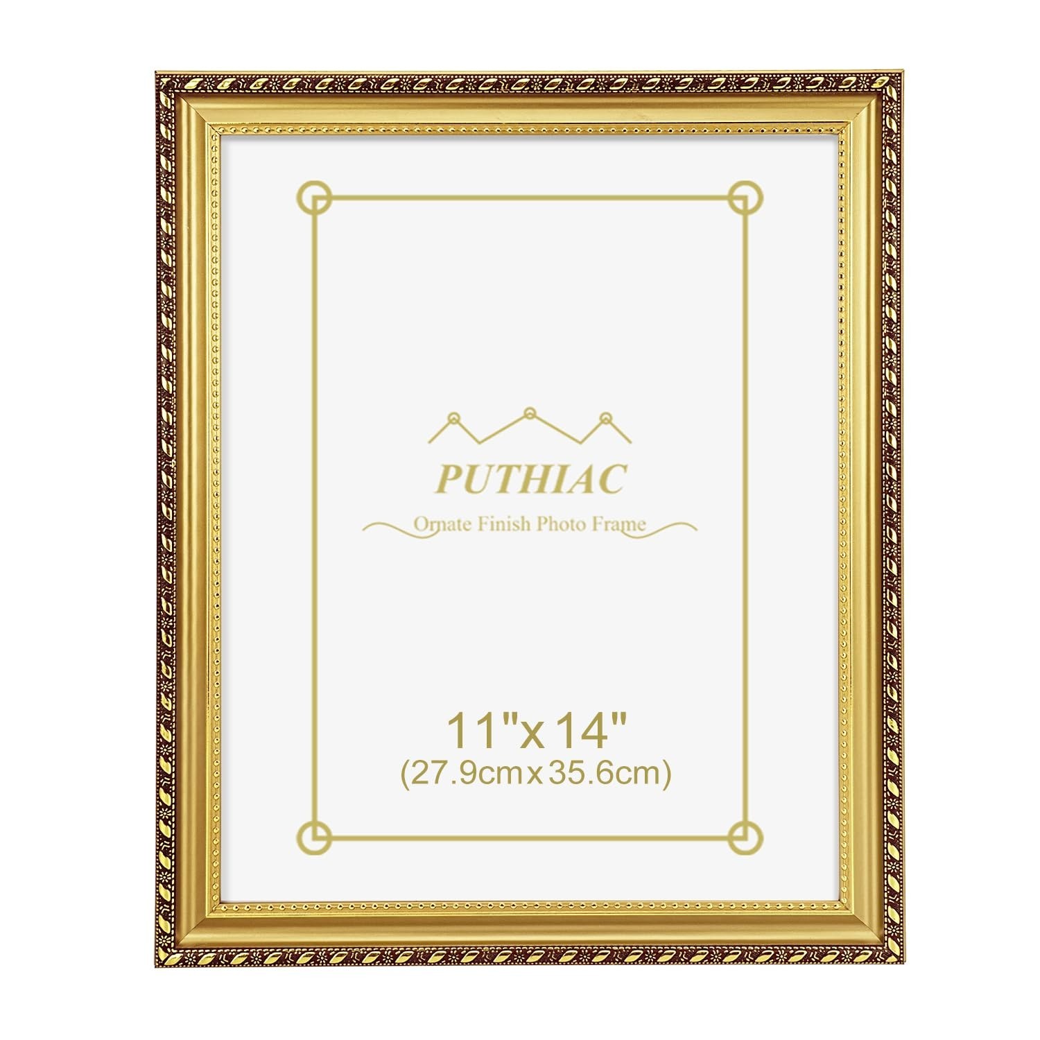 puthiac 11x14 Gold Picture Frame, Vintage Ornate Decorative Photo Frame, Tabl...