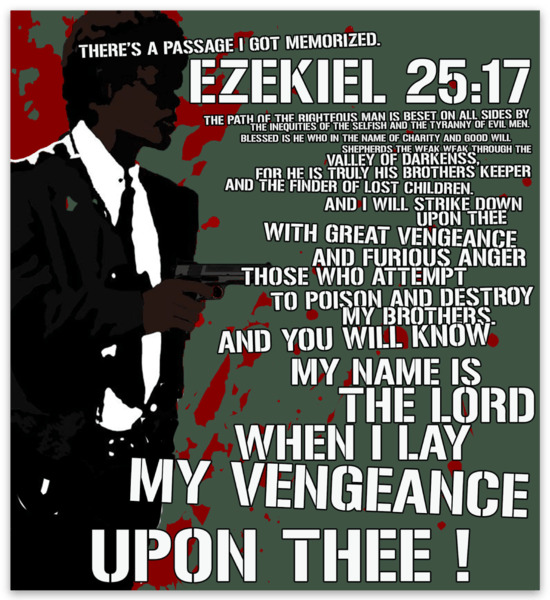 Pulp Fiction Sam Jackson Quote Ezekiel 25:17 movie Collage type MAGNET
