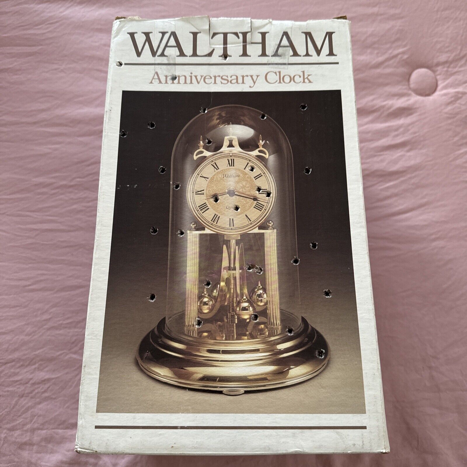 Vintage Waltham Anniversary Clock Milan 6070-24 Quartz Glass Dome NIB