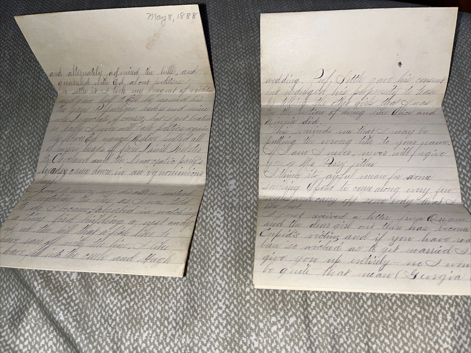 Antique 1888 Letter: Discusses Republicans Indiana Governor Oliver Perry Morton