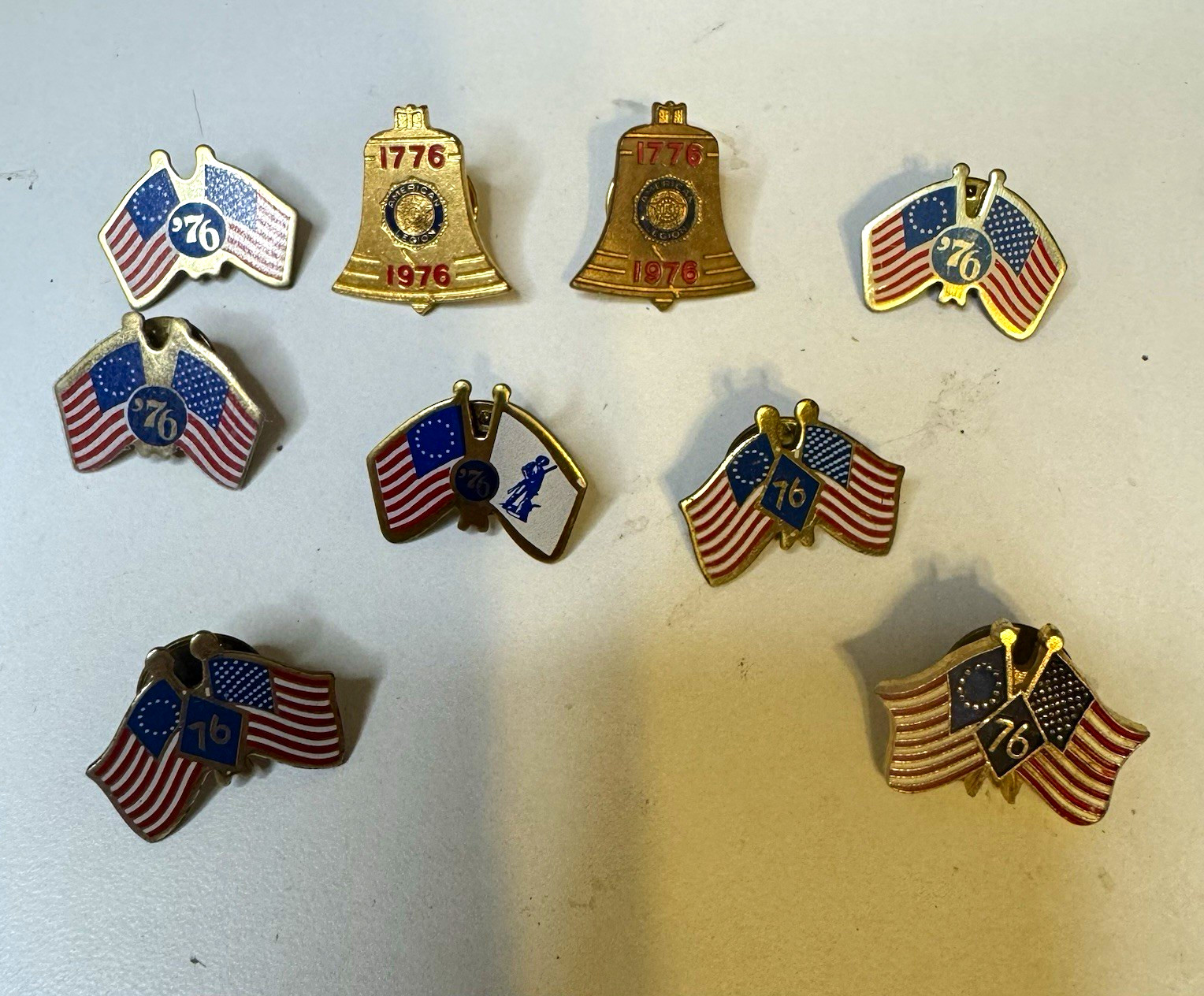 Vintage 1976 Bicentennial Pin Lot 9 USA Flags Liberty Bell 1776-1976 Vintage 1976 Bicentennial Pin Lot 9 USA Flags Liberty Bell 1776-1976
