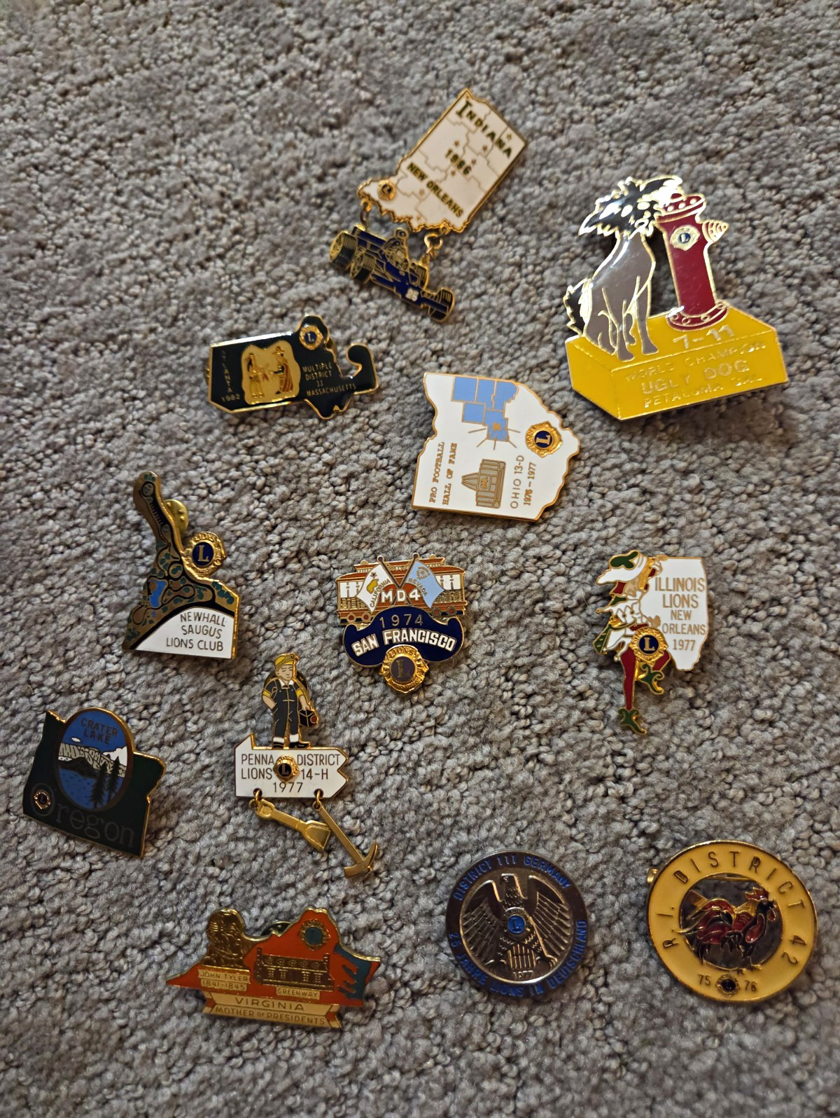 RARE LOT 12 VINTAGE LIONS CLUB PINS - INDIANA F1 GERMANY OREGON CA 1970s-80s RARE LOT 12 VINTAGE LIONS CLUB PINS - INDIANA F1 GERMANY OREGON CA 1970s-80s