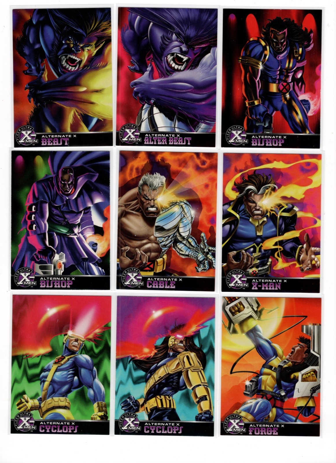1995 FLEER ULTRA X-MEN CHROMIUM ALTERNATE X 20-CARD INSERT SET NM/MINT 1995 FLEER ULTRA X-MEN CHROMIUM ALTERNATE X 20-CARD INSERT SET NM/MINT