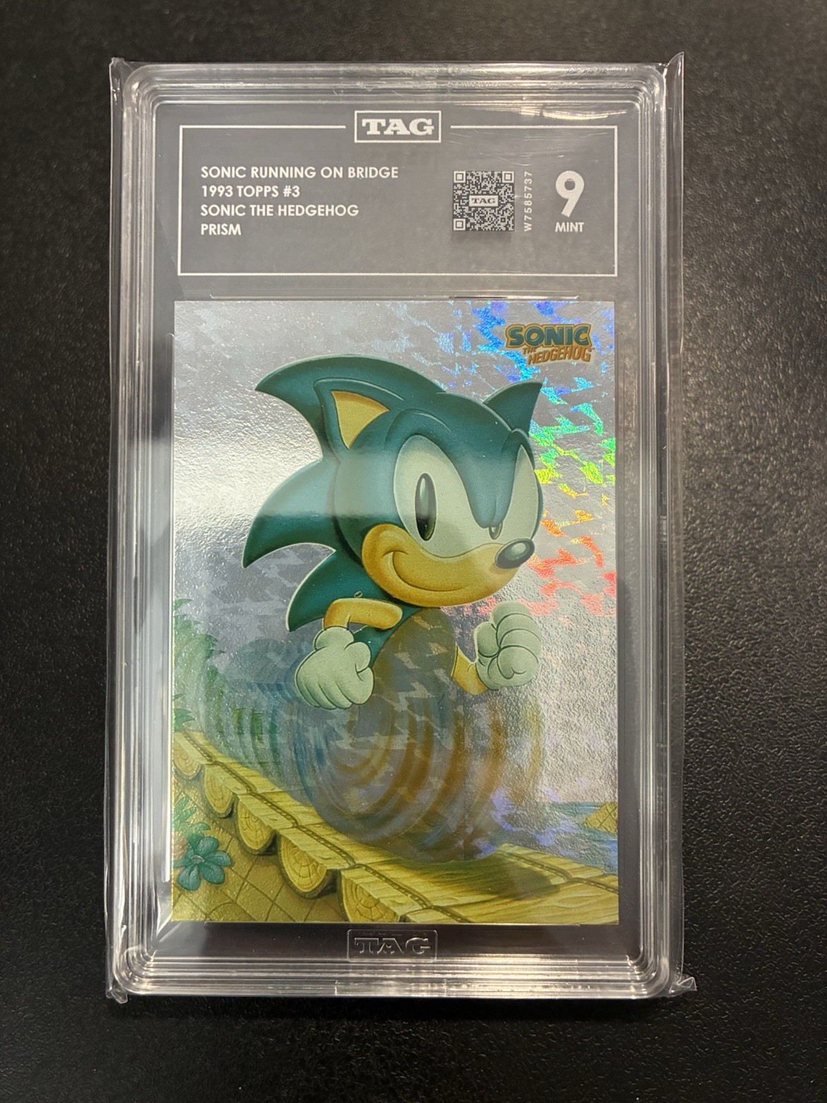 1993 TOPPS SONIC THE HEDGEHOG SCARCE PRISM CHASE CARD #3 SONIC RUNNING TAG 9